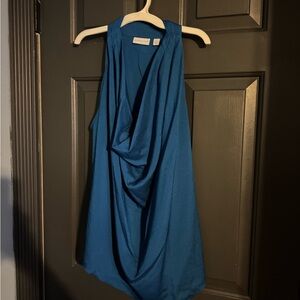 Blue cowl neck blouse